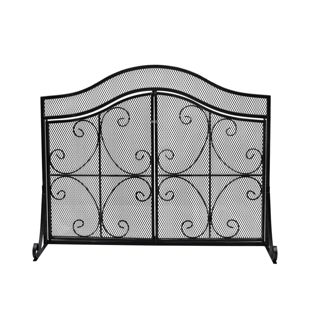 Pendleton Modern Three Panel Fireplace screen with Door by Christopher Knight Home