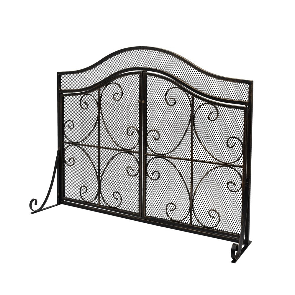 Pendleton Modern Three Panel Fireplace screen with Door by Christopher Knight Home