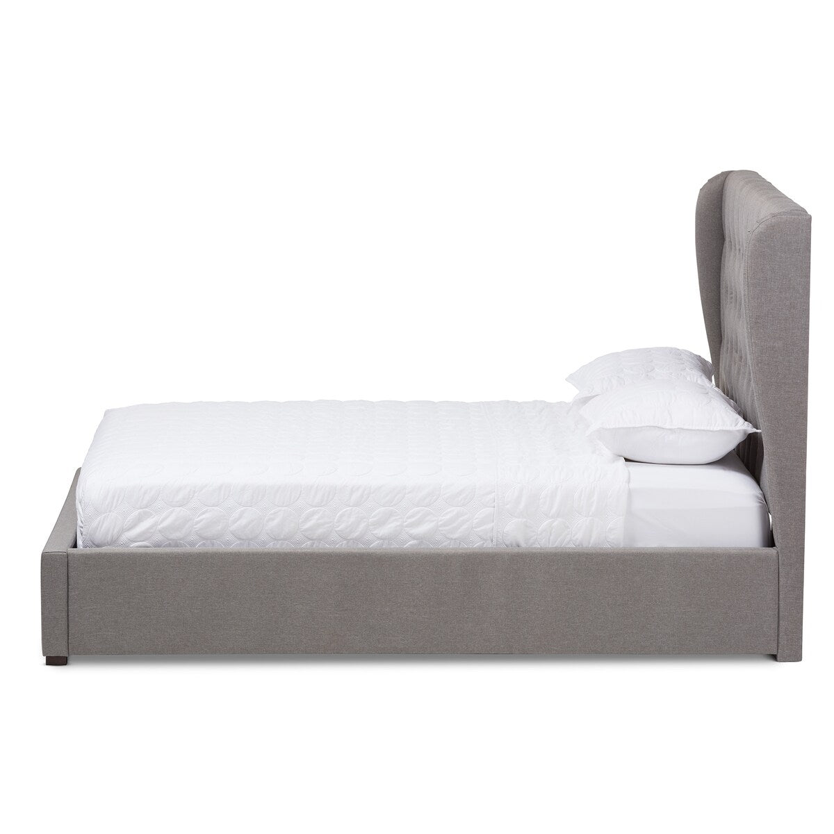 Penelope Modern and Contemporary Light Grey Fabric Queen Size Gas-Lift Platform Bed