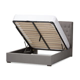 Penelope Modern and Contemporary Light Grey Fabric Queen Size Gas-Lift Platform Bed