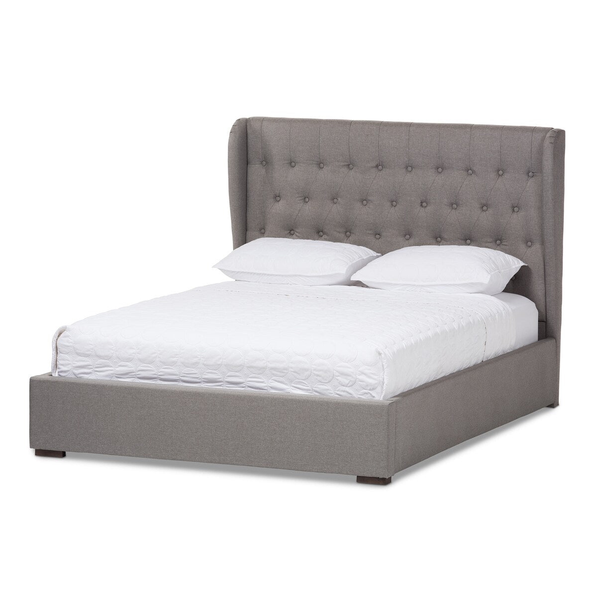 Penelope Modern and Contemporary Light Grey Fabric Queen Size Gas-Lift Platform Bed