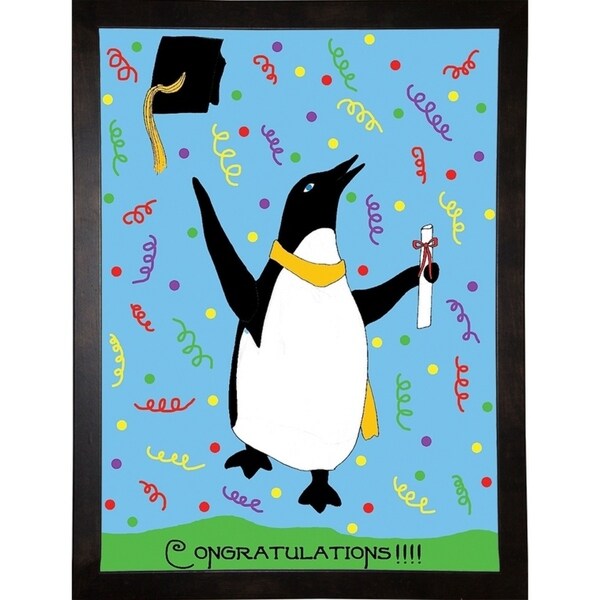 Penguin Graduation-WILBAS99980 Framed Print 8.25"x6" by Willow Bascom