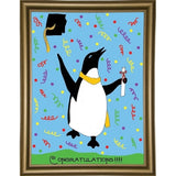 Penguin Graduation-WILBAS99980 Framed Print 8.25"x6" by Willow Bascom