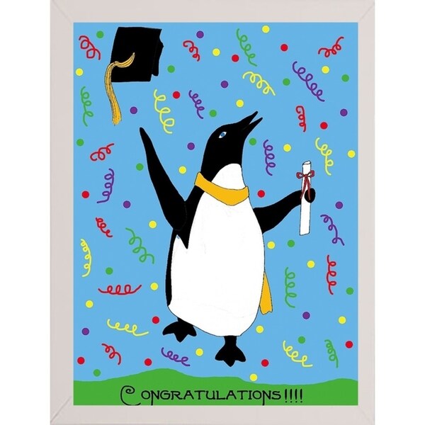 Penguin Graduation-WILBAS99980 Framed Print 8.25"x6" by Willow Bascom