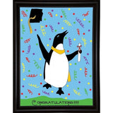 Penguin Graduation-WILBAS99980 Framed Print 8.25"x6" by Willow Bascom
