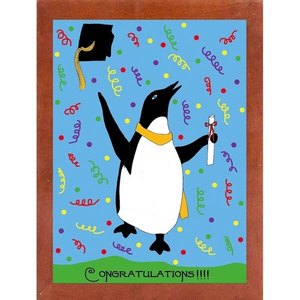 Penguin Graduation-WILBAS99980 Framed Print 8.25"x6" by Willow Bascom