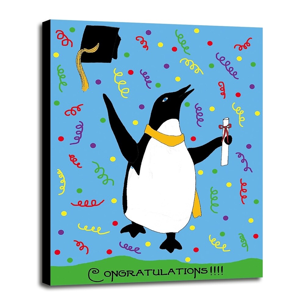 Penguin Graduation-WILBAS99980 Framed Print 8.25"x6" by Willow Bascom
