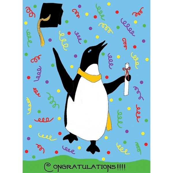 Penguin Graduation-WILBAS99980 Framed Print 8.25"x6" by Willow Bascom