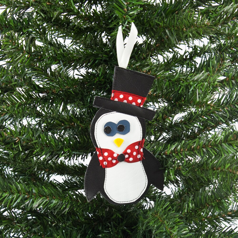 Penguin Ornament with White Satin Hanger (Set of 6)