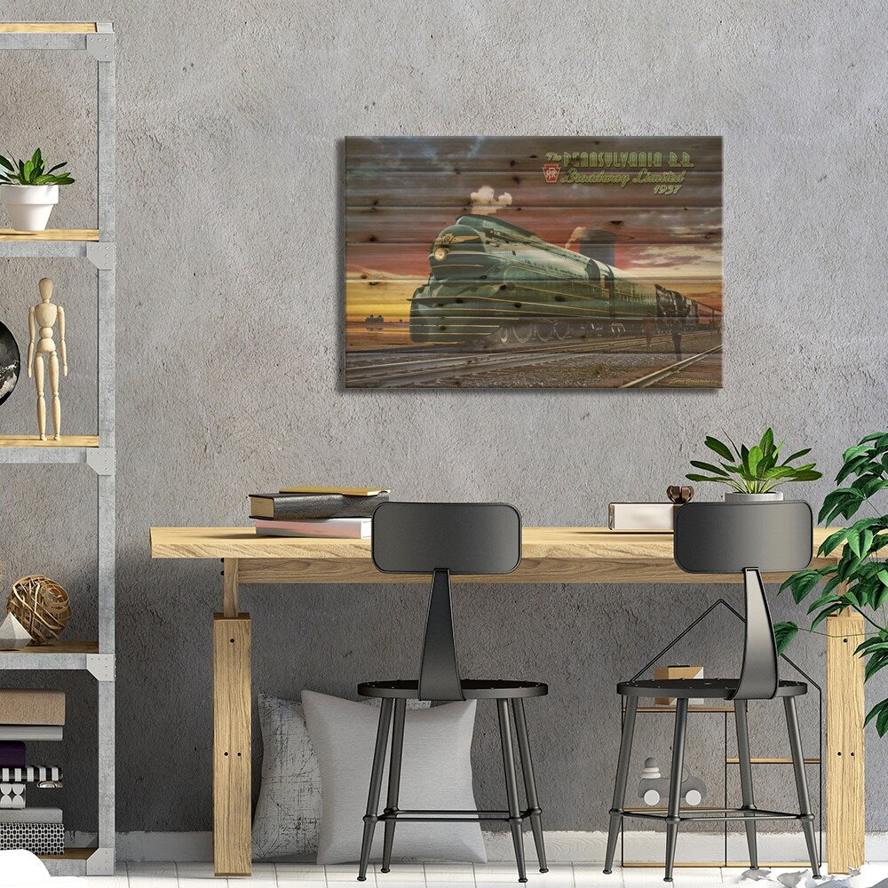 Penn RR Print On Wood by Larry Grossman - Multi-Color