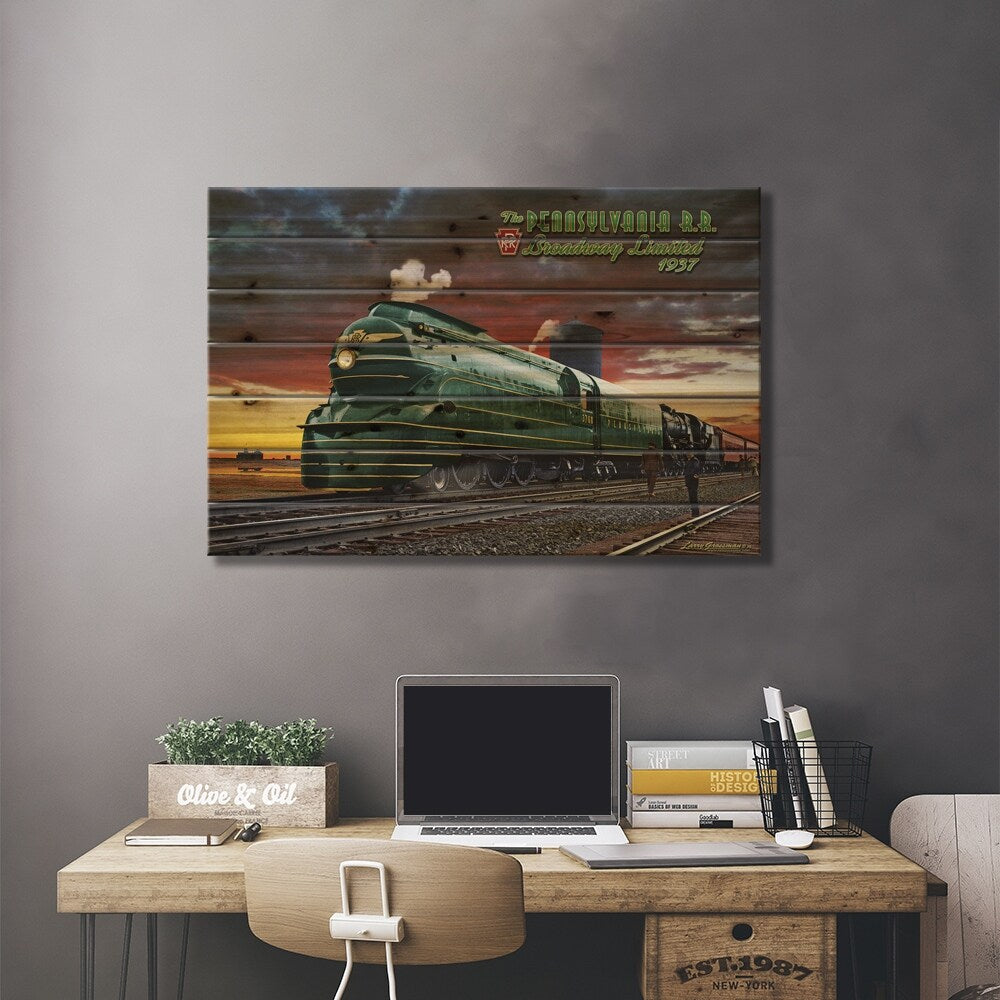 Penn RR Print On Wood by Larry Grossman - Multi-Color