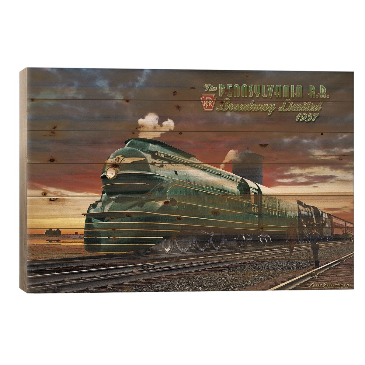 Penn RR Print On Wood by Larry Grossman - Multi-Color