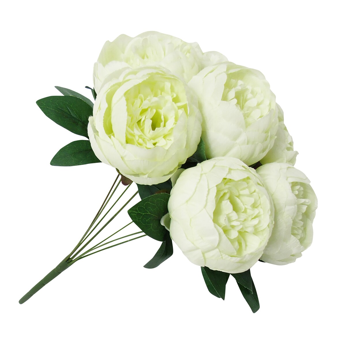 Cream White Artificial Classic Peony Flower Stem Bush Bouquet 17in - 17" L x 12" W x 12" DP