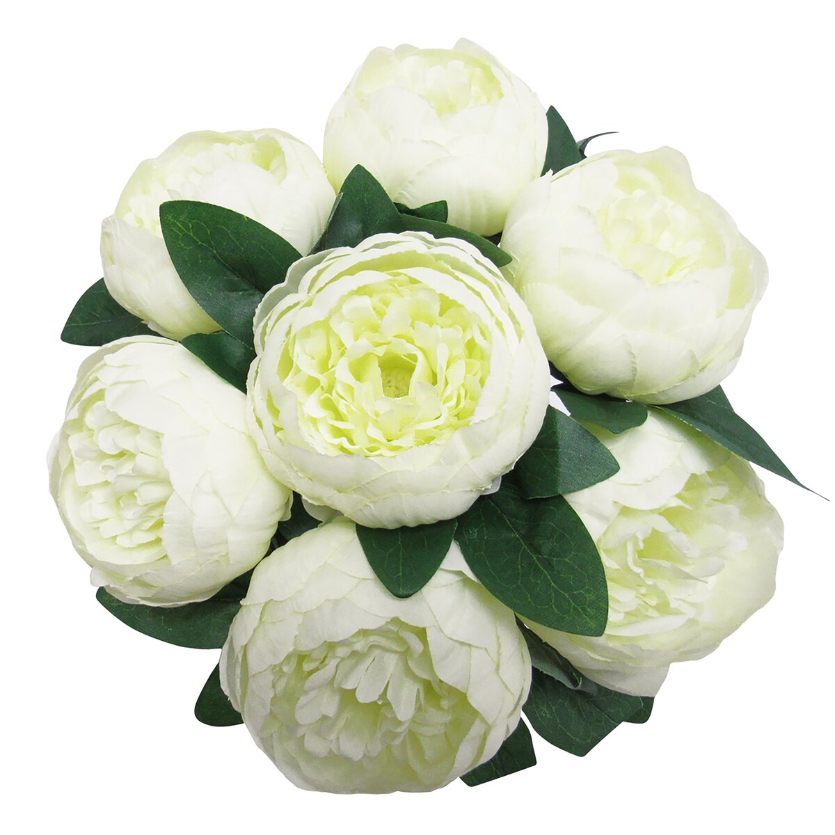 Cream White Artificial Classic Peony Flower Stem Bush Bouquet 17in - 17" L x 12" W x 12" DP