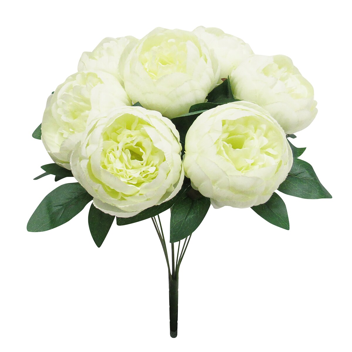 Cream White Artificial Classic Peony Flower Stem Bush Bouquet 17in - 17" L x 12" W x 12" DP