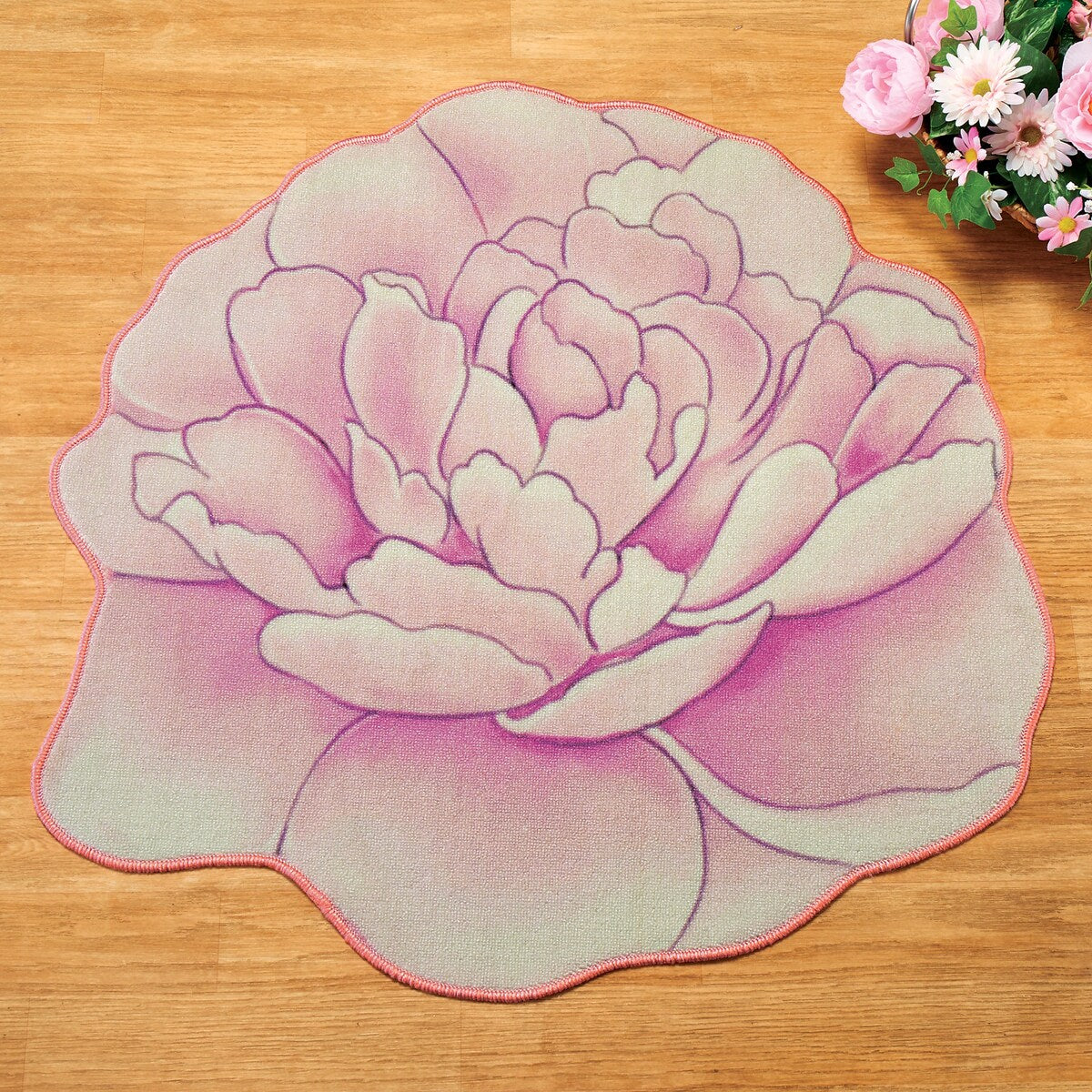 Blooming Peony Shaped Skid-Resistant Rug