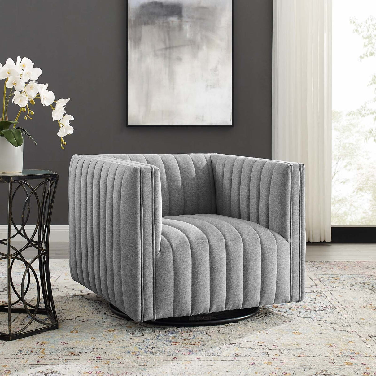 Perception Tufted Swivel Upholstered Armchair