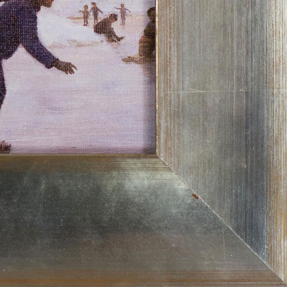 La Pastiche Children Skating by Percy Tarrant with Spencer Rustic Frame Miniature Wall Art, 8"x9"