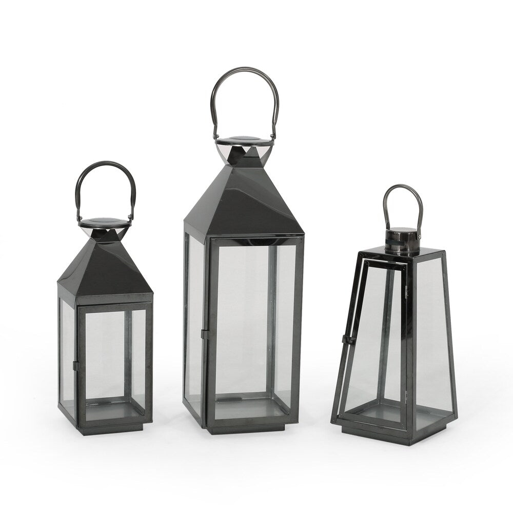 Peregrine Modern Stainless Steel Lantern Set by Christopher Knight Home