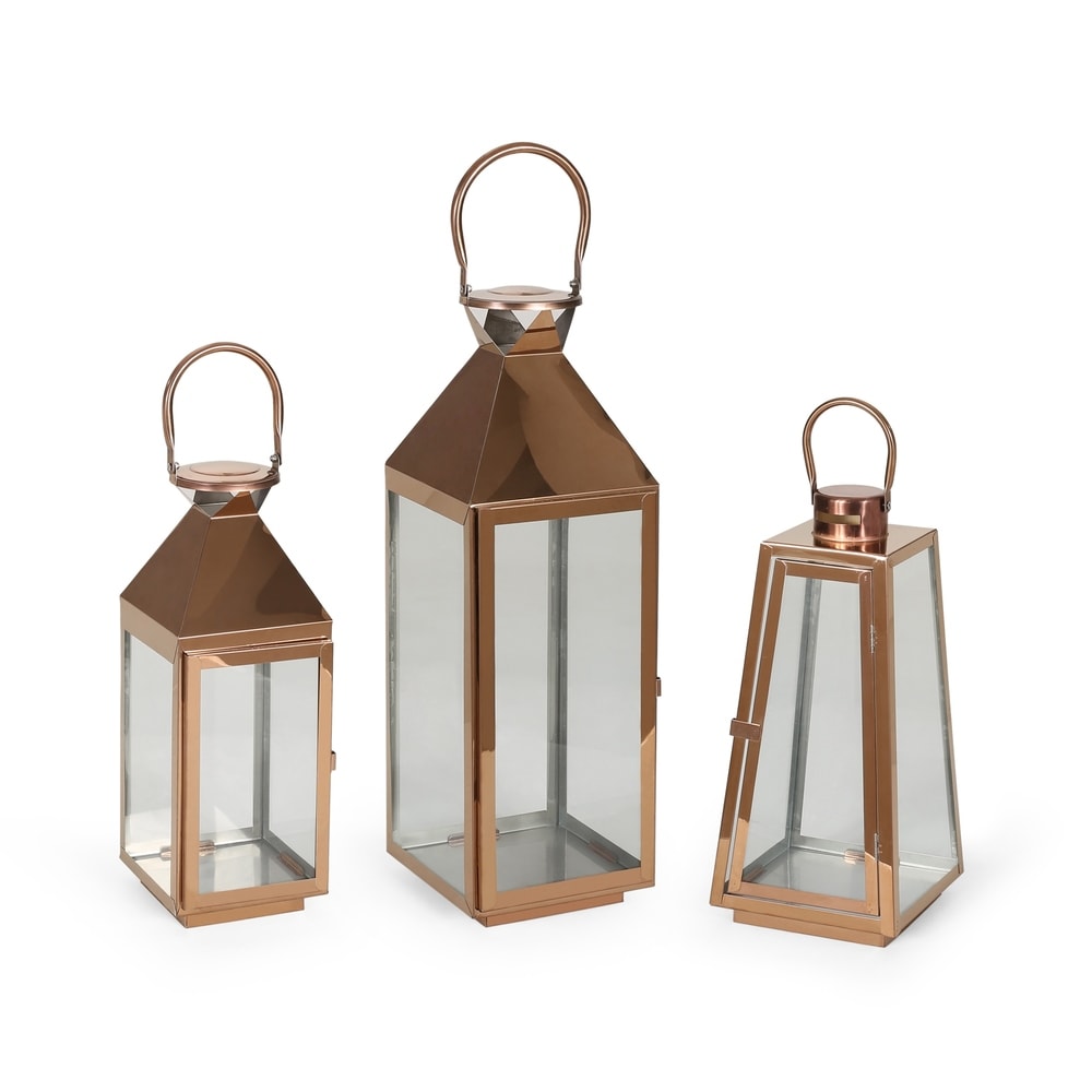 Peregrine Modern Stainless Steel Lantern Set by Christopher Knight Home