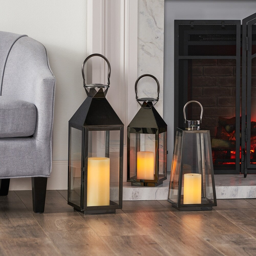 Peregrine Modern Stainless Steel Lantern Set by Christopher Knight Home