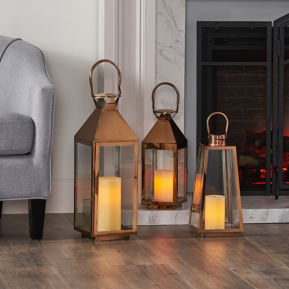 Peregrine Modern Stainless Steel Lantern Set by Christopher Knight Home