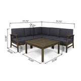 Perla Acacia Outdoor 5-seat Sectional Set by Christopher Knight Home