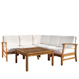 Perla Acacia Outdoor 5-seat Sectional Set by Christopher Knight Home