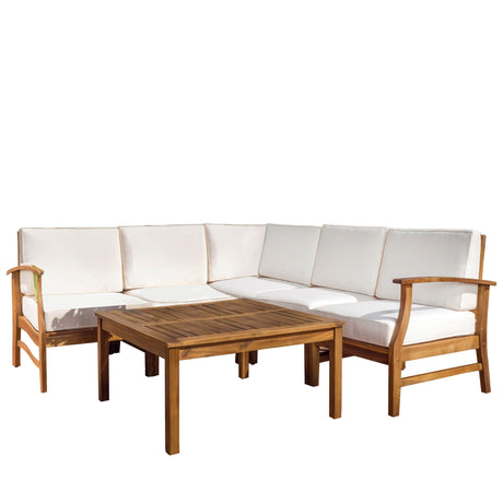 Perla Acacia Outdoor 5-seat Sectional Set by Christopher Knight Home