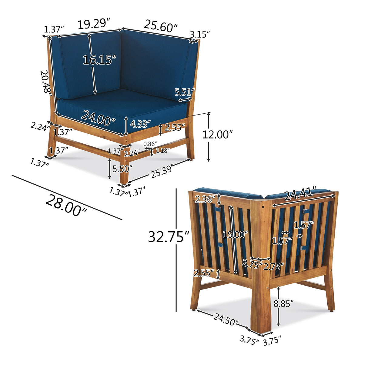 Perla Acacia Outdoor 5-seat Sectional Set by Christopher Knight Home