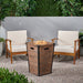 Perla Outdoor 2 Piece Acacia Wood Club Chair Set with Fire Column by Christopher Knight Home