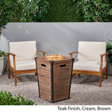 Perla Outdoor 2 Piece Acacia Wood Club Chair Set with Fire Column by Christopher Knight Home