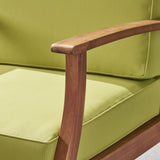 Perla Outdoor 2 Piece Acacia Wood Club Chair Set with Fire Column by Christopher Knight Home