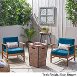 Perla Outdoor 2 Piece Acacia Wood Club Chair Set with Fire Column by Christopher Knight Home