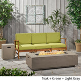 Perla Outdoor 5-piece Acacia Wood Sofa Fire Pit Set by Christopher Knight Home