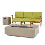 Perla Outdoor 5-piece Acacia Wood Sofa Fire Pit Set by Christopher Knight Home