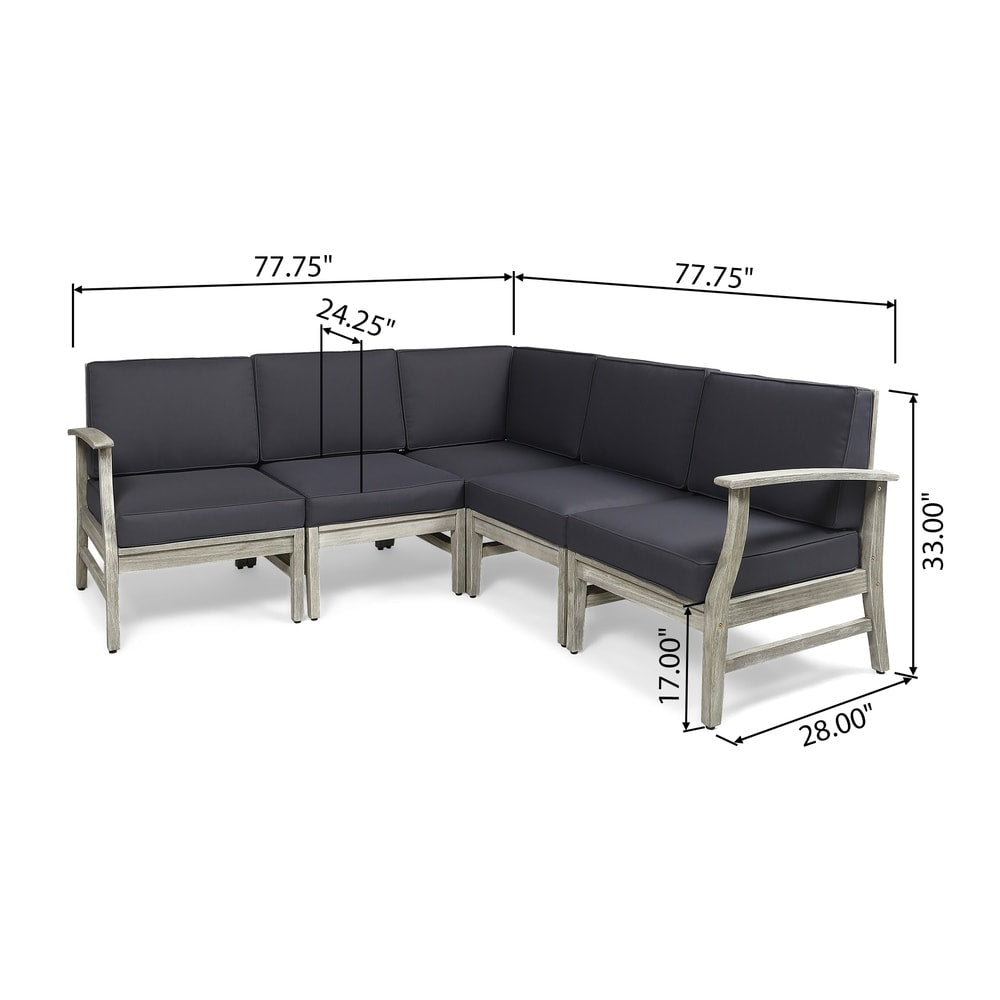 Perla Outdoor 5-pc. Acacia Sectional Sofa Set by Christopher Knight Home