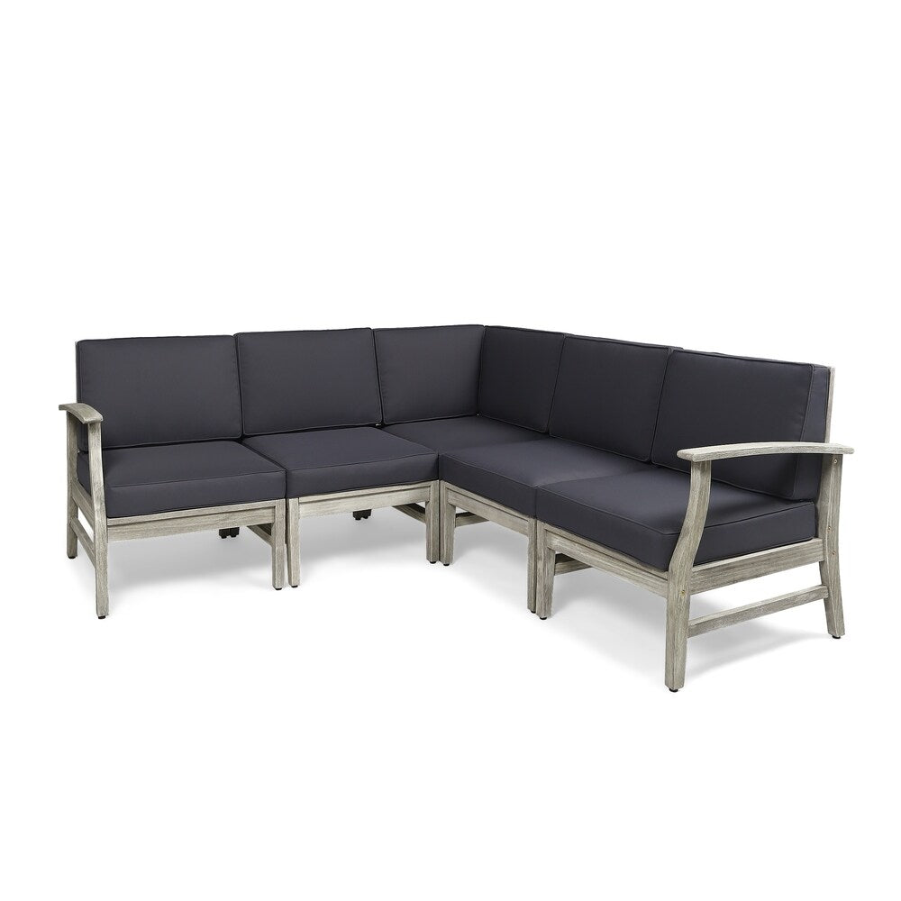 Perla Outdoor 5-pc. Acacia Sectional Sofa Set by Christopher Knight Home