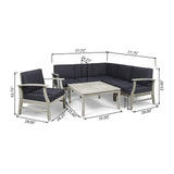Perla Outdoor 7 Piece Acacia Wood Sectional Sofa and Club Chair Set by Christopher Knight Home