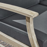 Perla Outdoor 7 Piece Acacia Wood Sectional Sofa and Club Chair Set by Christopher Knight Home