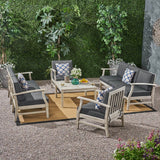 Perla Outdoor 9 Piece Acacia Wood Sofa Conversational Set by Christopher Knight Home