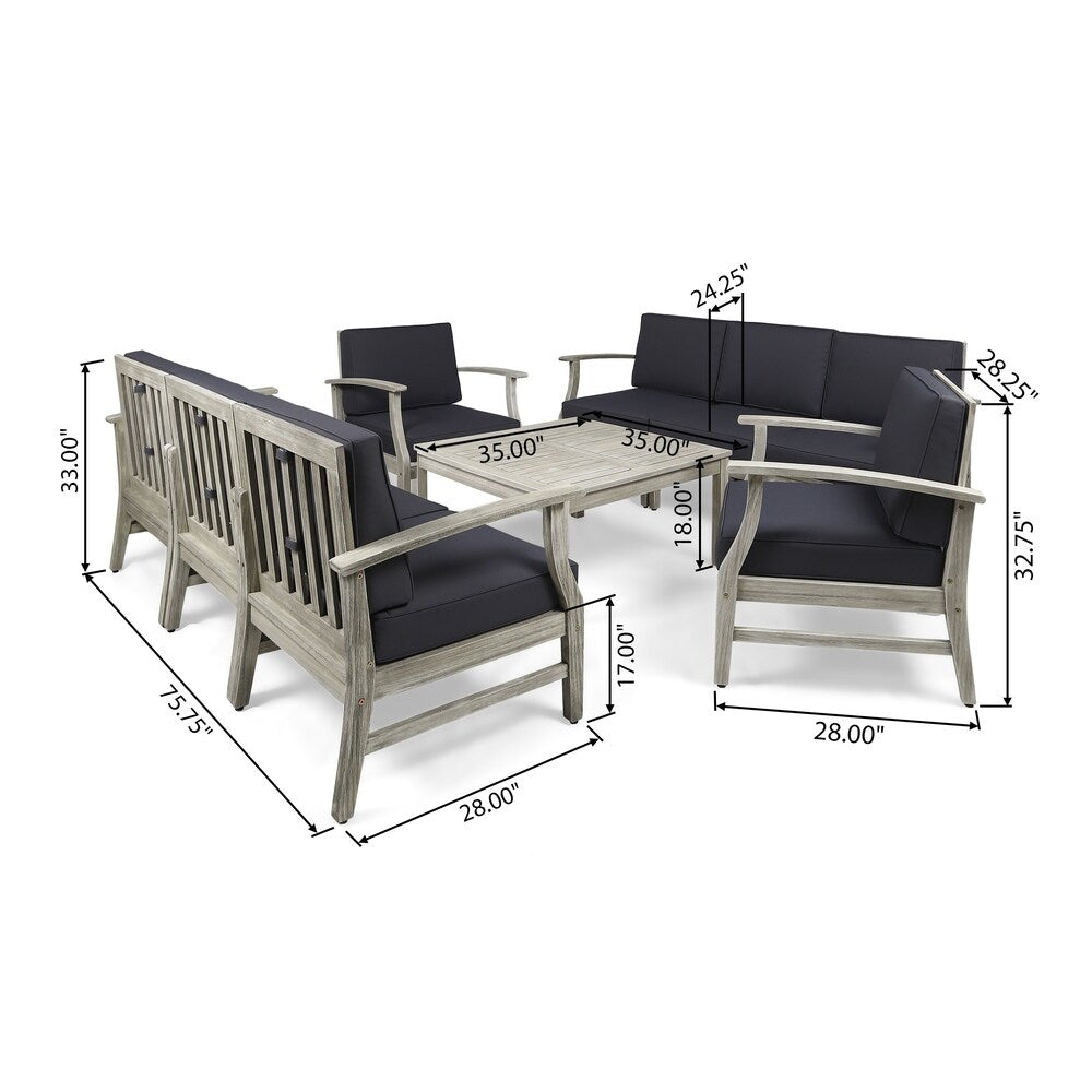 Perla Outdoor 9 Piece Acacia Wood Sofa Conversational Set by Christopher Knight Home