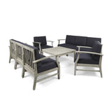 Perla Outdoor 9 Piece Acacia Wood Sofa Conversational Set by Christopher Knight Home