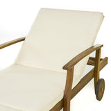 Perla Outdoor Acacia Wood 3 Piece Chaise Lounge Set with Water-Resistant Cushions by Christopher Knight Home