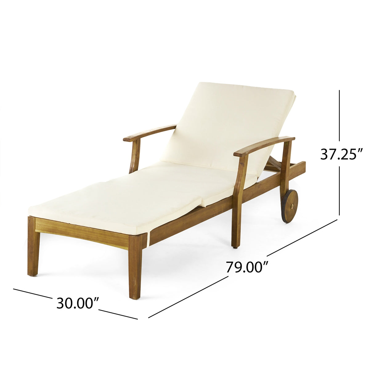 Perla Outdoor Acacia Wood 3 Piece Chaise Lounge Set with Water-Resistant Cushions by Christopher Knight Home