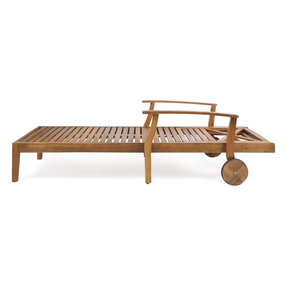 Perla Outdoor Acacia Wood Chaise Lounge (Set of 4) by Christopher Knight Home