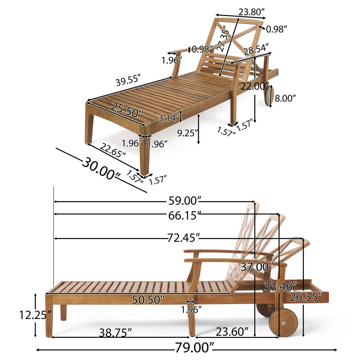 Perla Outdoor Acacia Wood Chaise Lounge by Christopher Knight Home