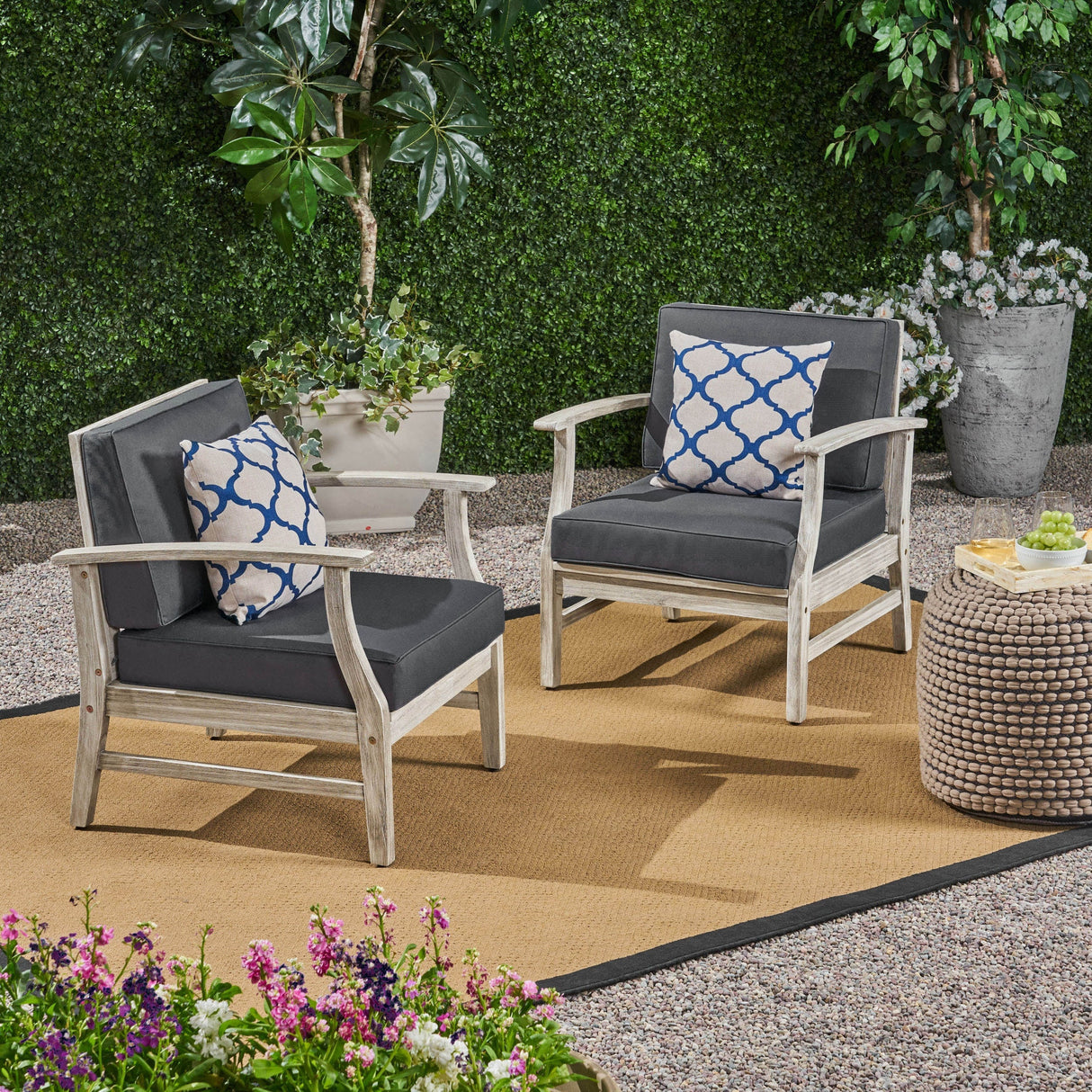 Perla Outdoor Acacia Wood Club Chair (Set of 2) by Christopher Knight Home - Set of 2