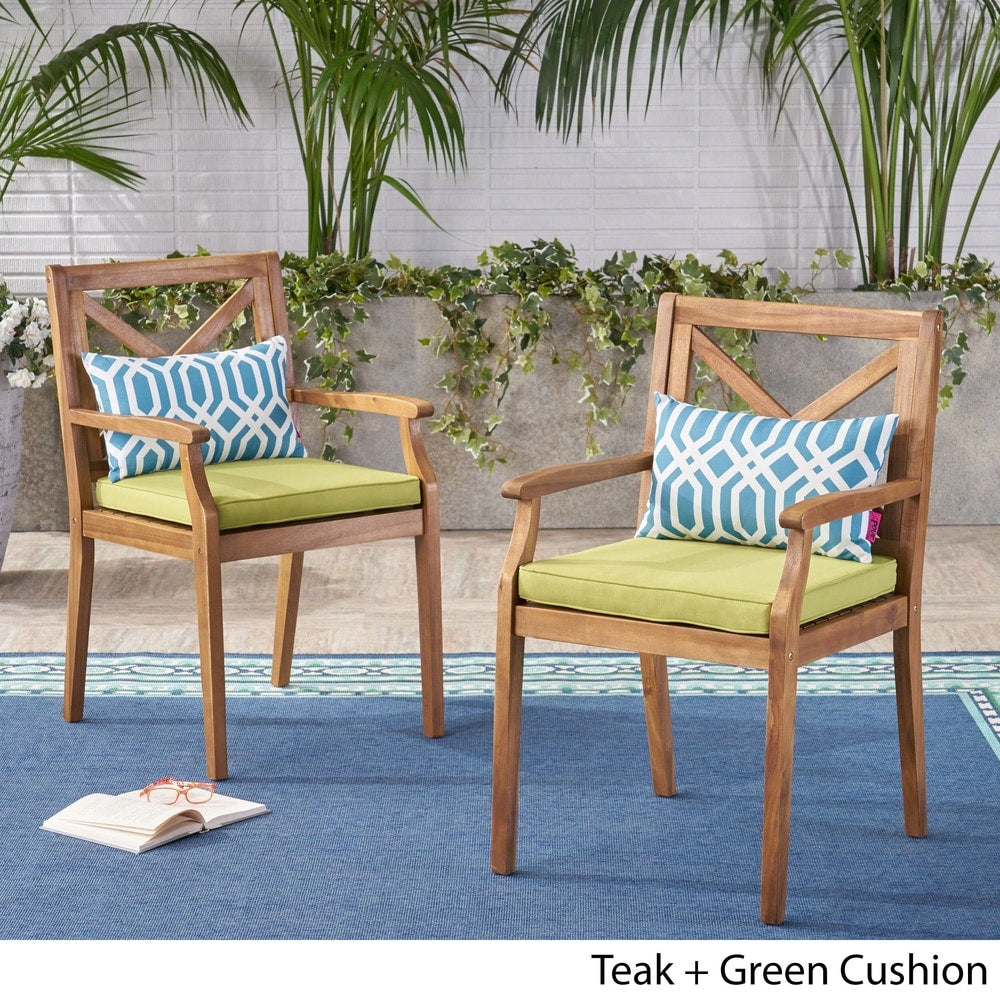 Perla Outdoor Acacia Wood Dining Chair (Set of 2) by Christopher Knight Home