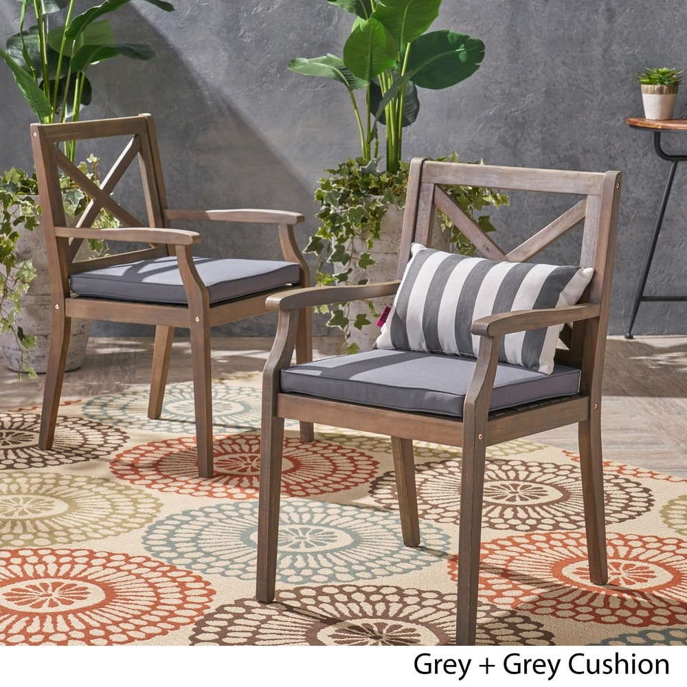 Perla Outdoor Acacia Wood Dining Chair (Set of 2) by Christopher Knight Home